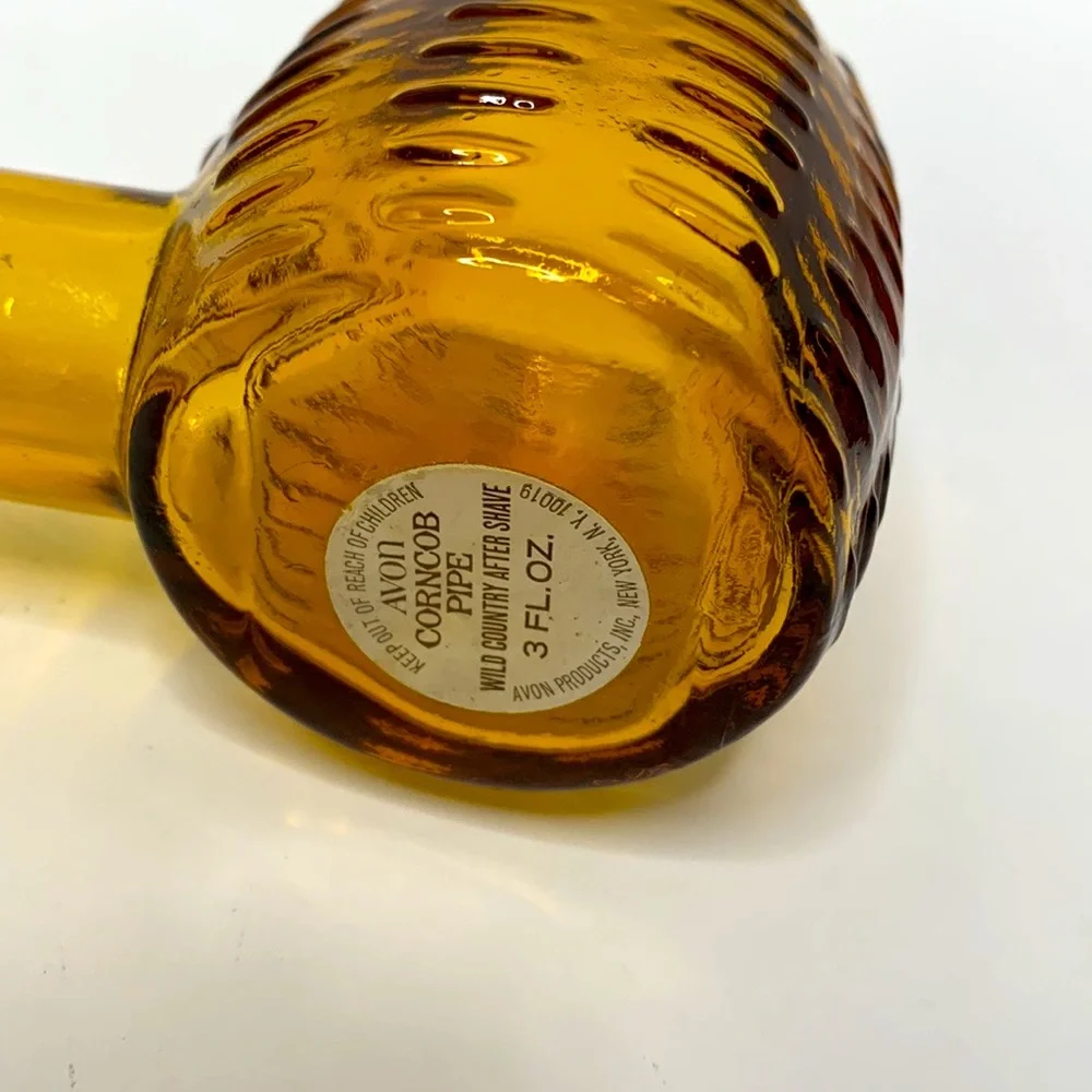 Avon | Amber Glass Ornate Piece Vintage Corncob Pip* | Wild Country Aftershave